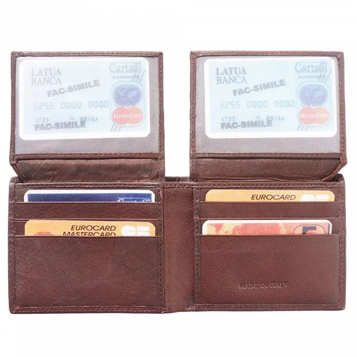 Bi-Fold Wallet with Double Flip-up Flaps