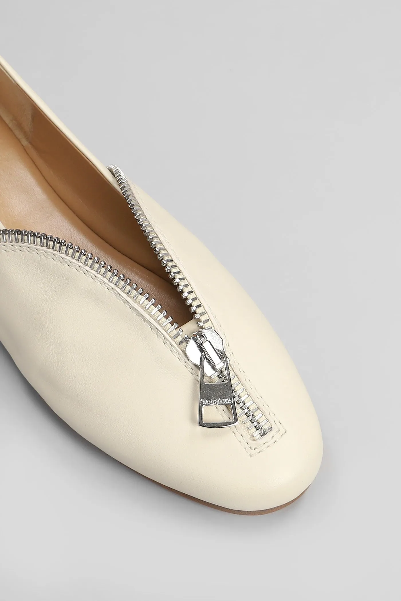 Biker ballerina Ballet flats in beige leather