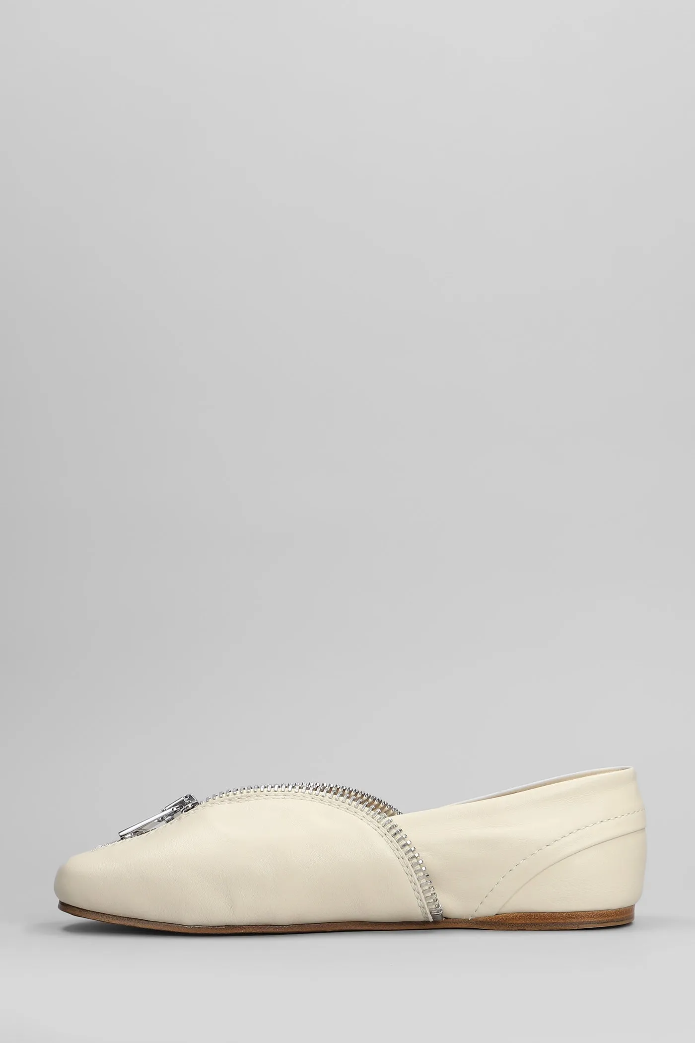 Biker ballerina Ballet flats in beige leather
