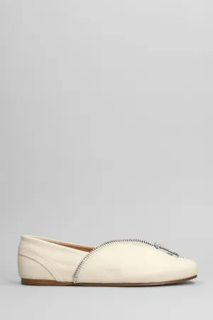 Biker ballerina Ballet flats in beige leather