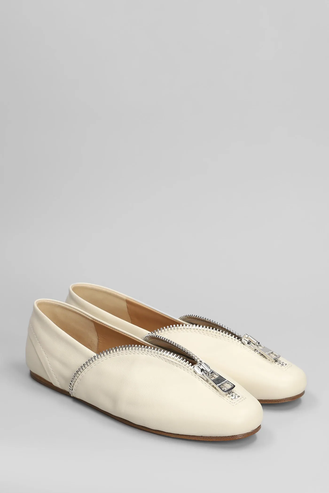 Biker ballerina Ballet flats in beige leather