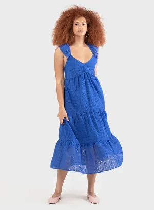 Black Tape Embroidered Eyelet Strappy Dress