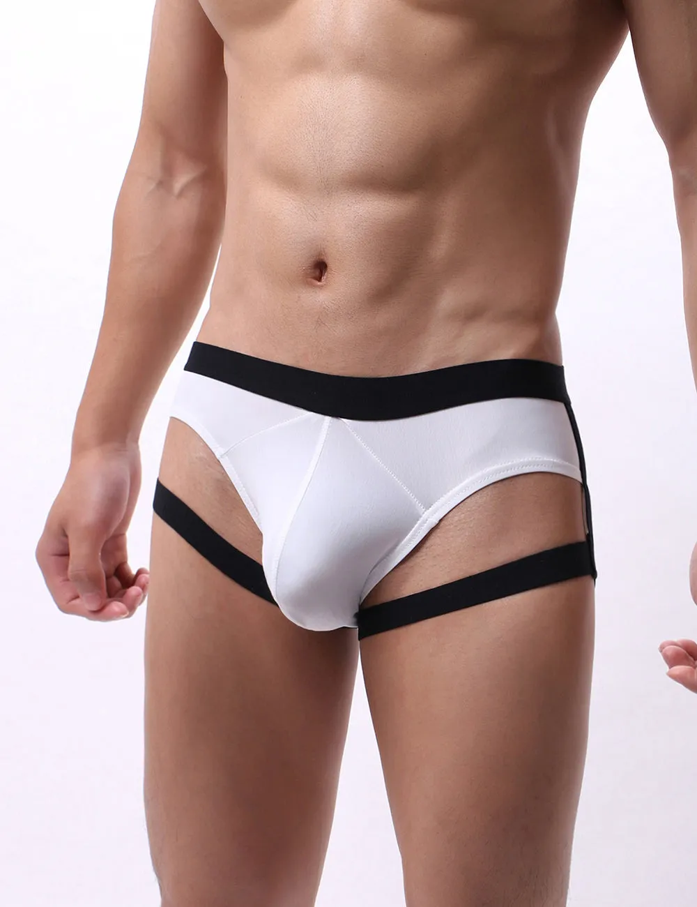 Blue & Black & White Ice Silk Strappy Sexy Men's Underwear