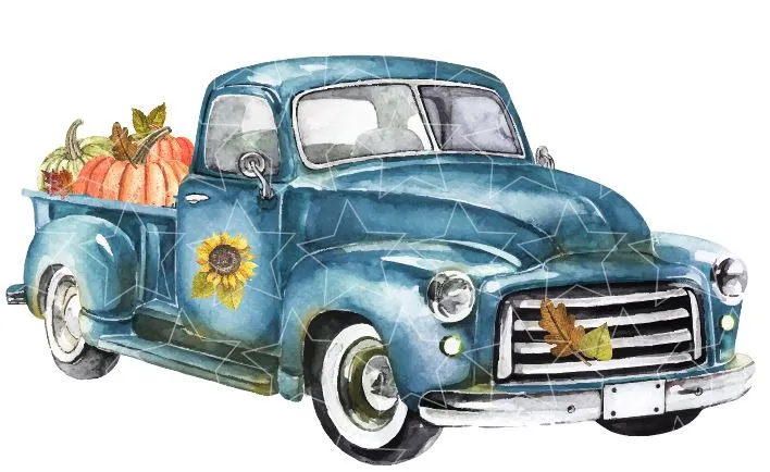 Blue Pumpkin Truck Vinyl Heat Transfer