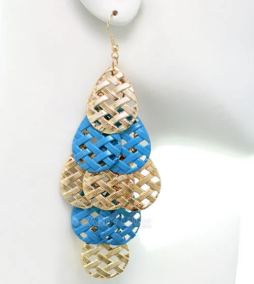 Blue Woven Teardrop Dangle Earrings