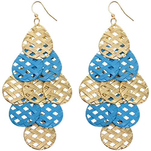 Blue Woven Teardrop Dangle Earrings