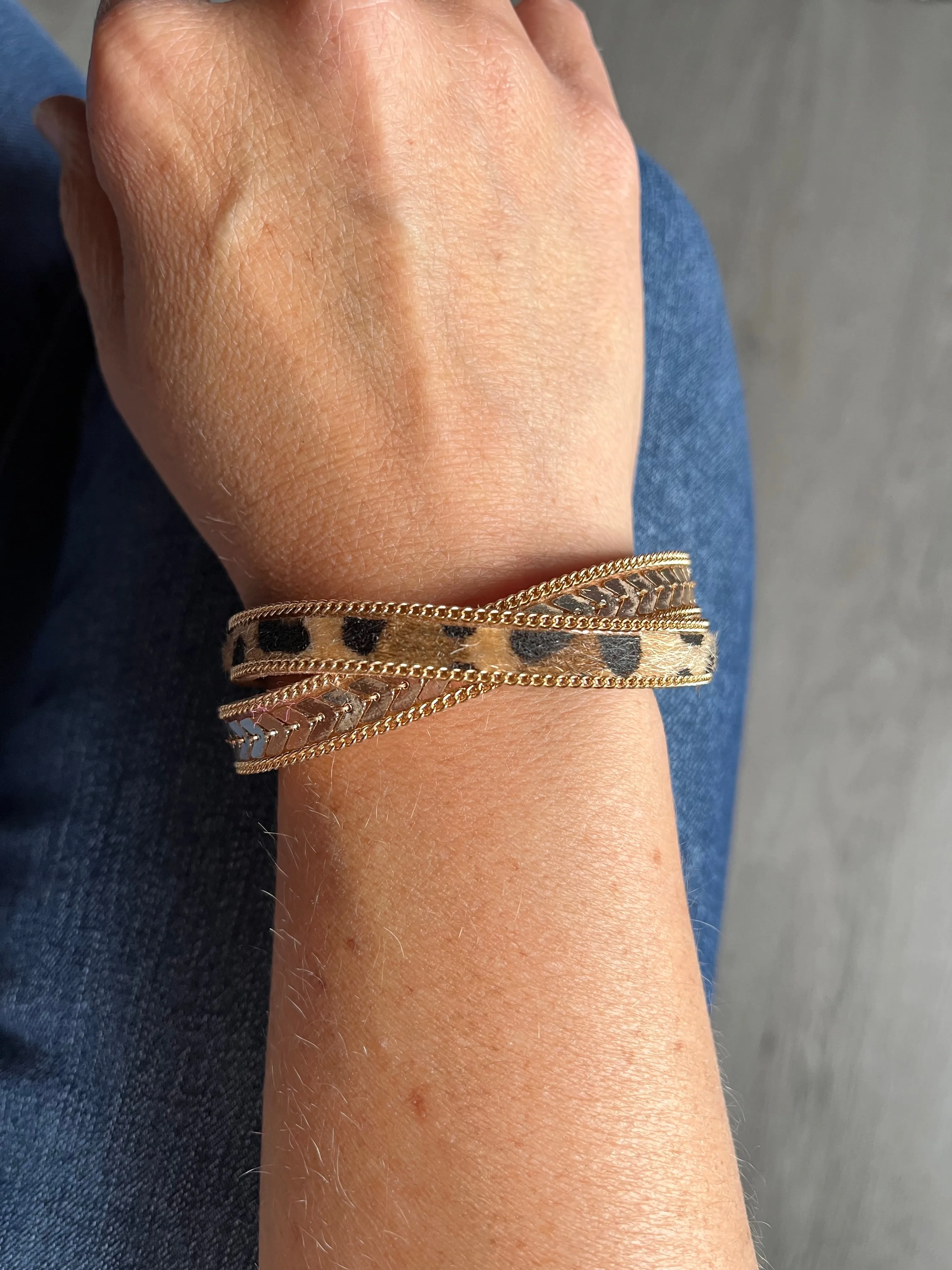 Boho Strappy Leopard Bracelet