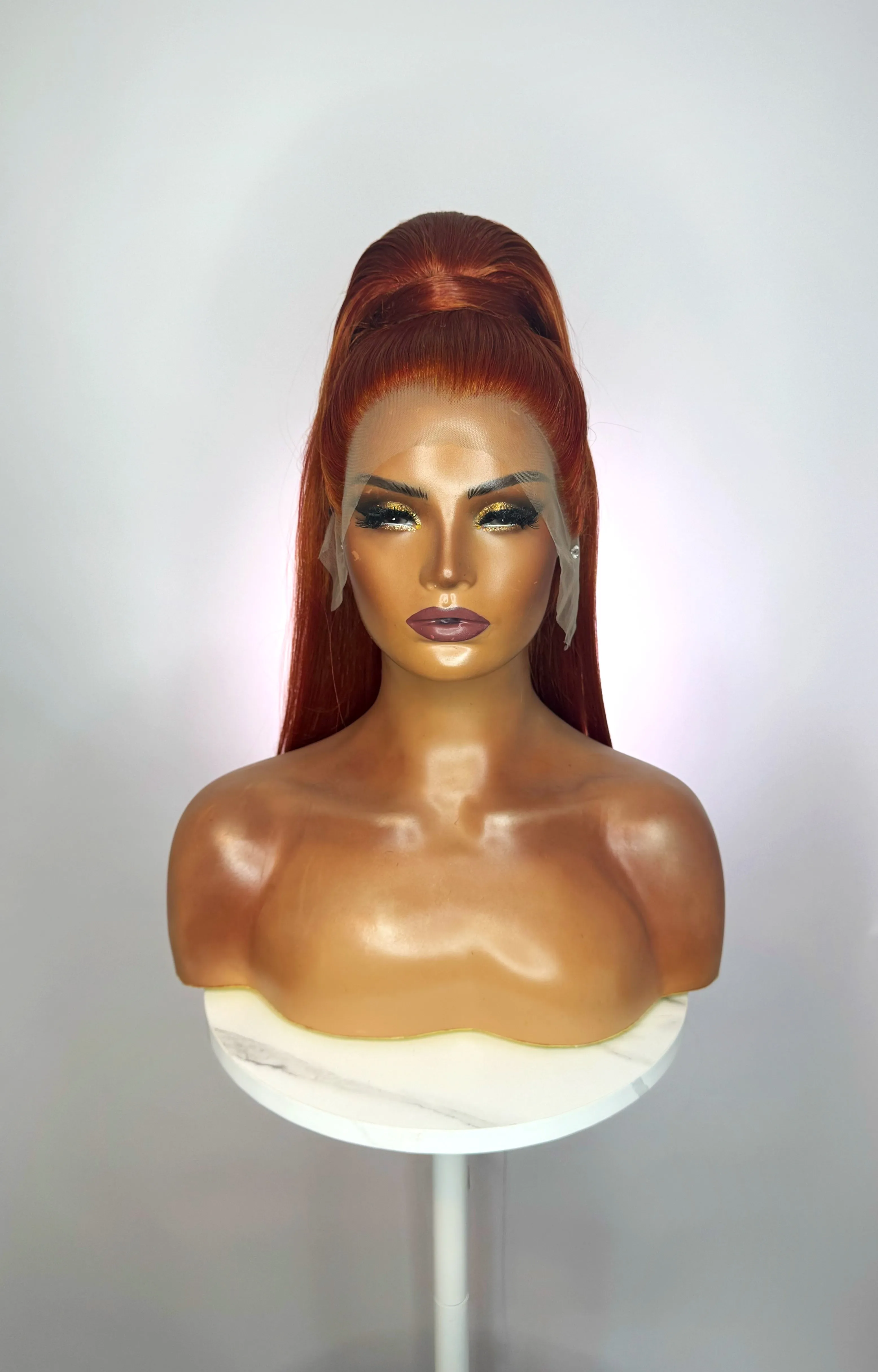 Bright Ginger Stacked Ponytail Synthetic Wig (Made to Order)