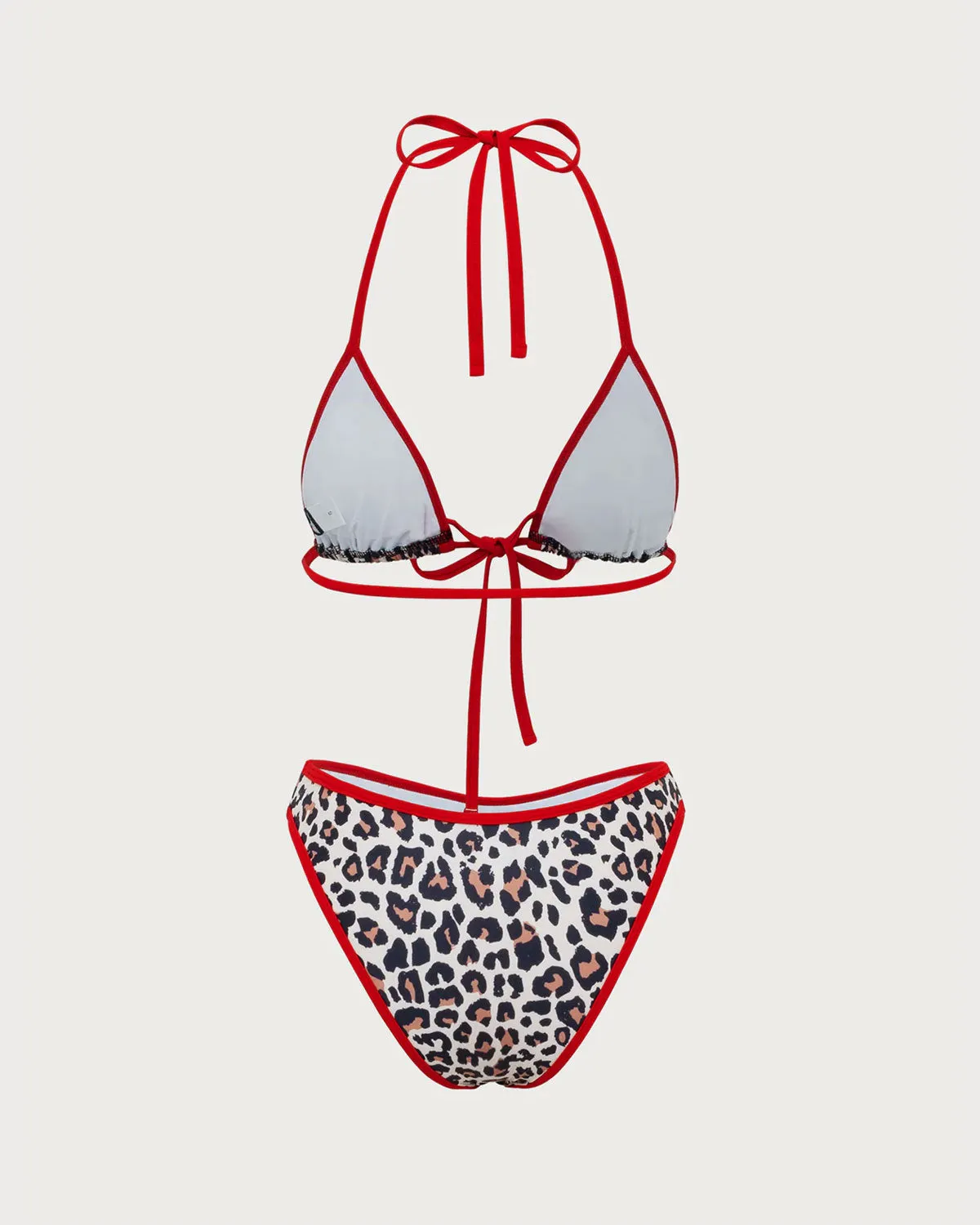 Brown Leopard Print Contrasting Bikini Set
