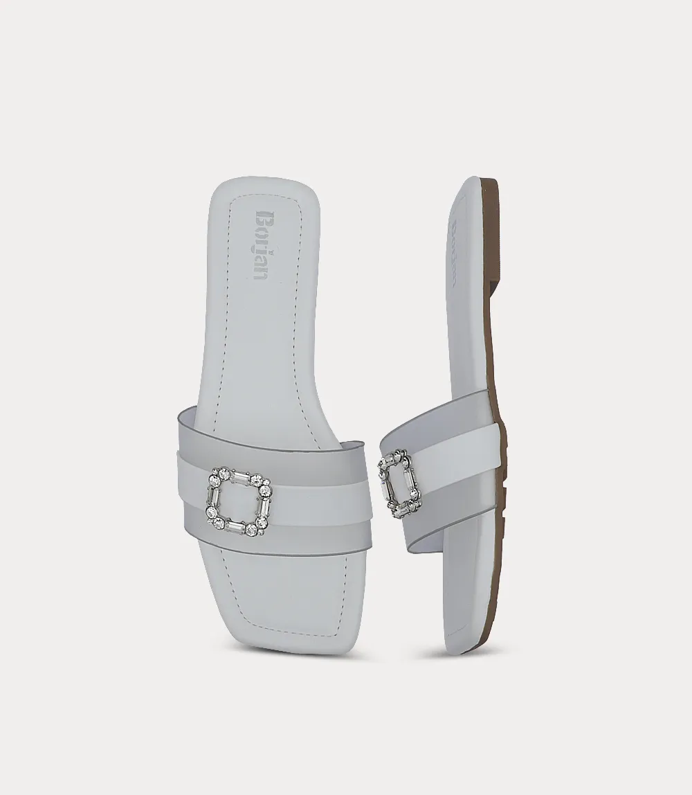 BW10410-WHITE-Women Slipper