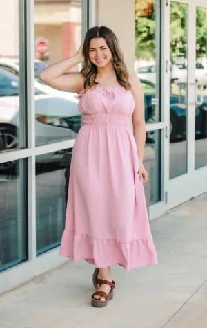 Catching a Flight Ruffle Midi Dress