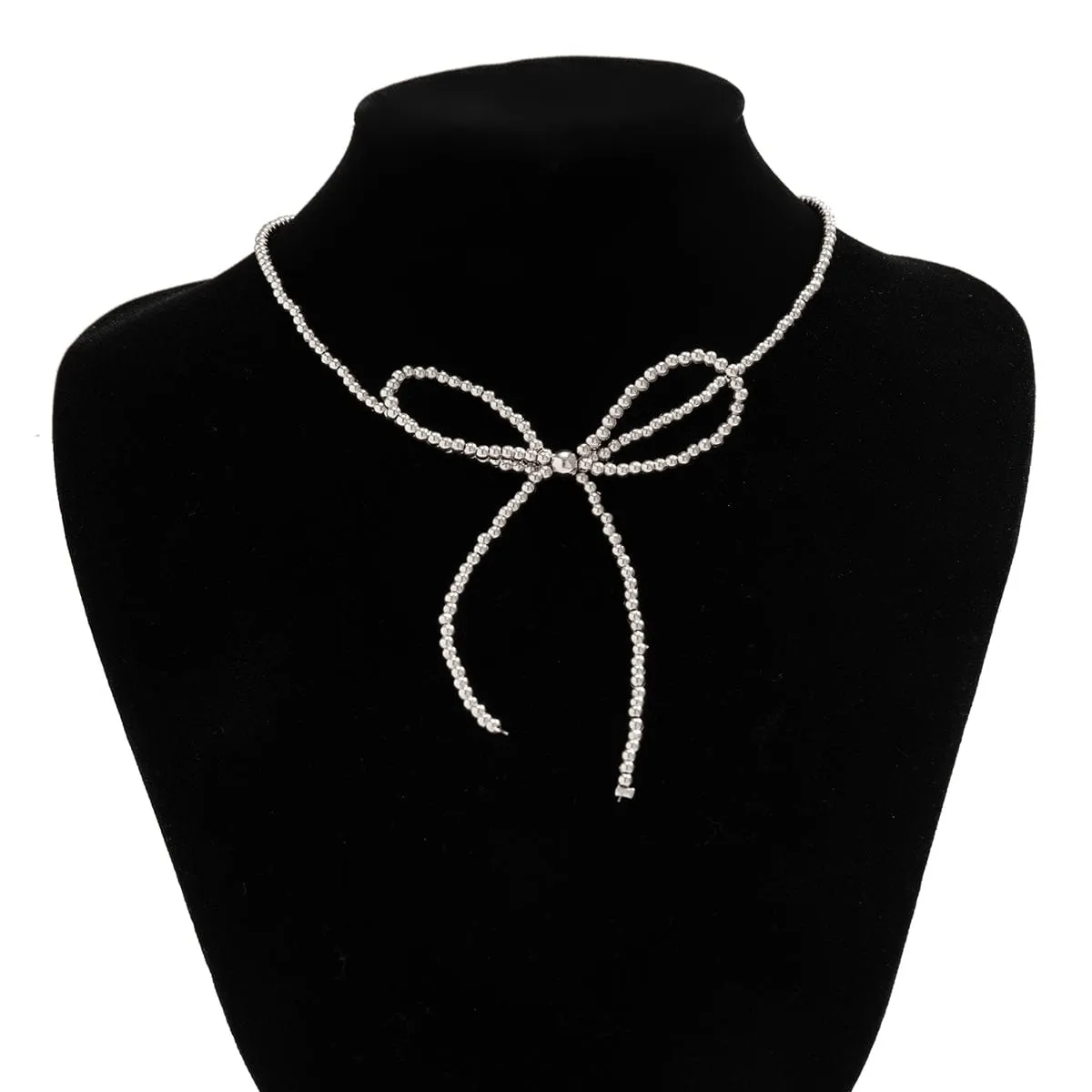 Chic Bowknot Ball Chain Choker Necklace