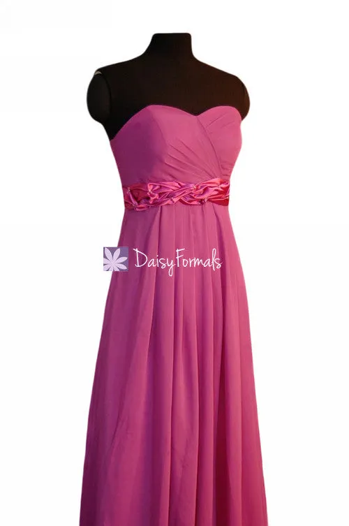 Chic Princess Pink Chiffon Formal Dress Long Pink Bridesmaids Dress (BM98480)
