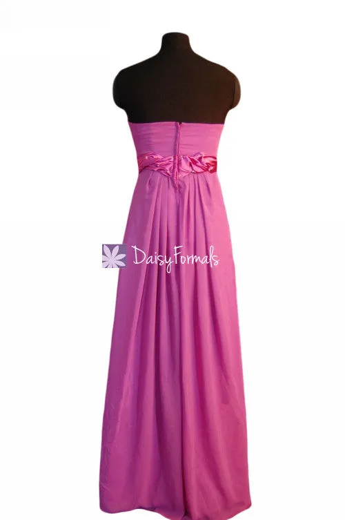 Chic Princess Pink Chiffon Formal Dress Long Pink Bridesmaids Dress (BM98480)