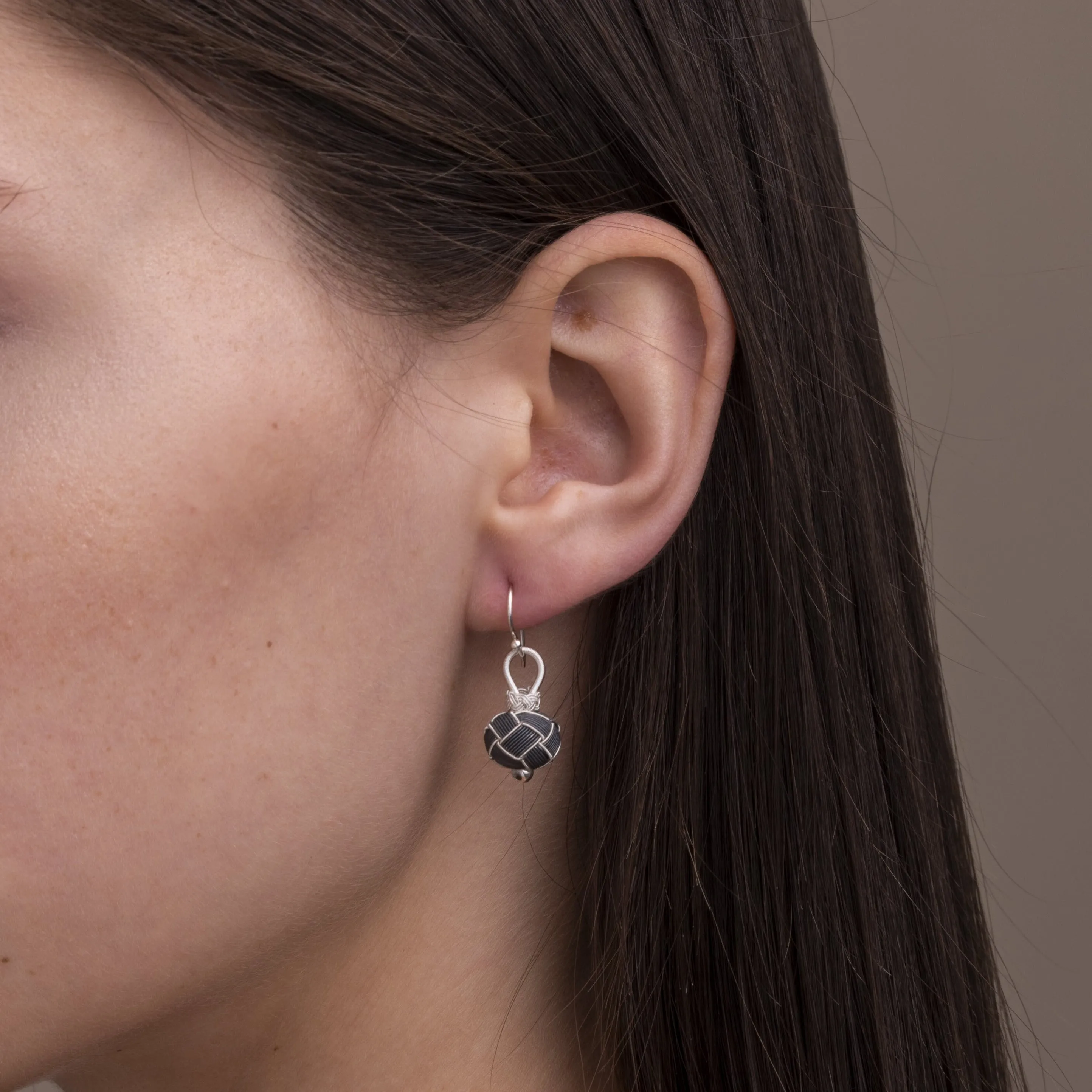 Circassian Woven Silver Earrings (dark)