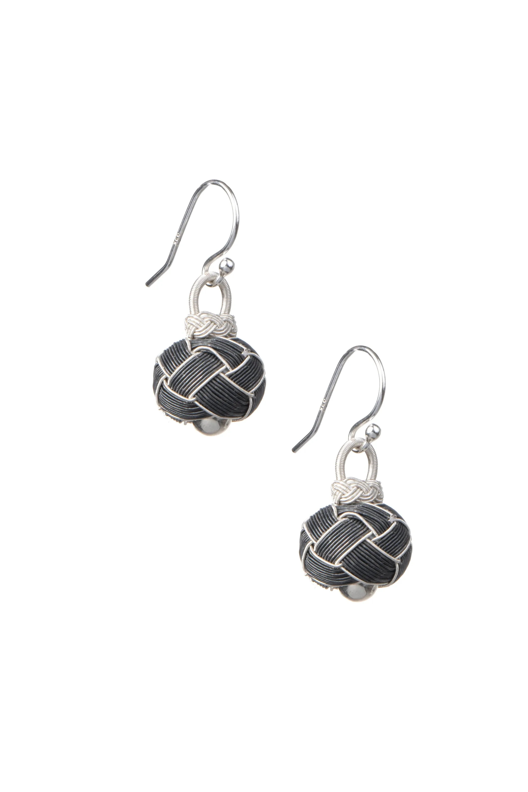 Circassian Woven Silver Earrings (dark)