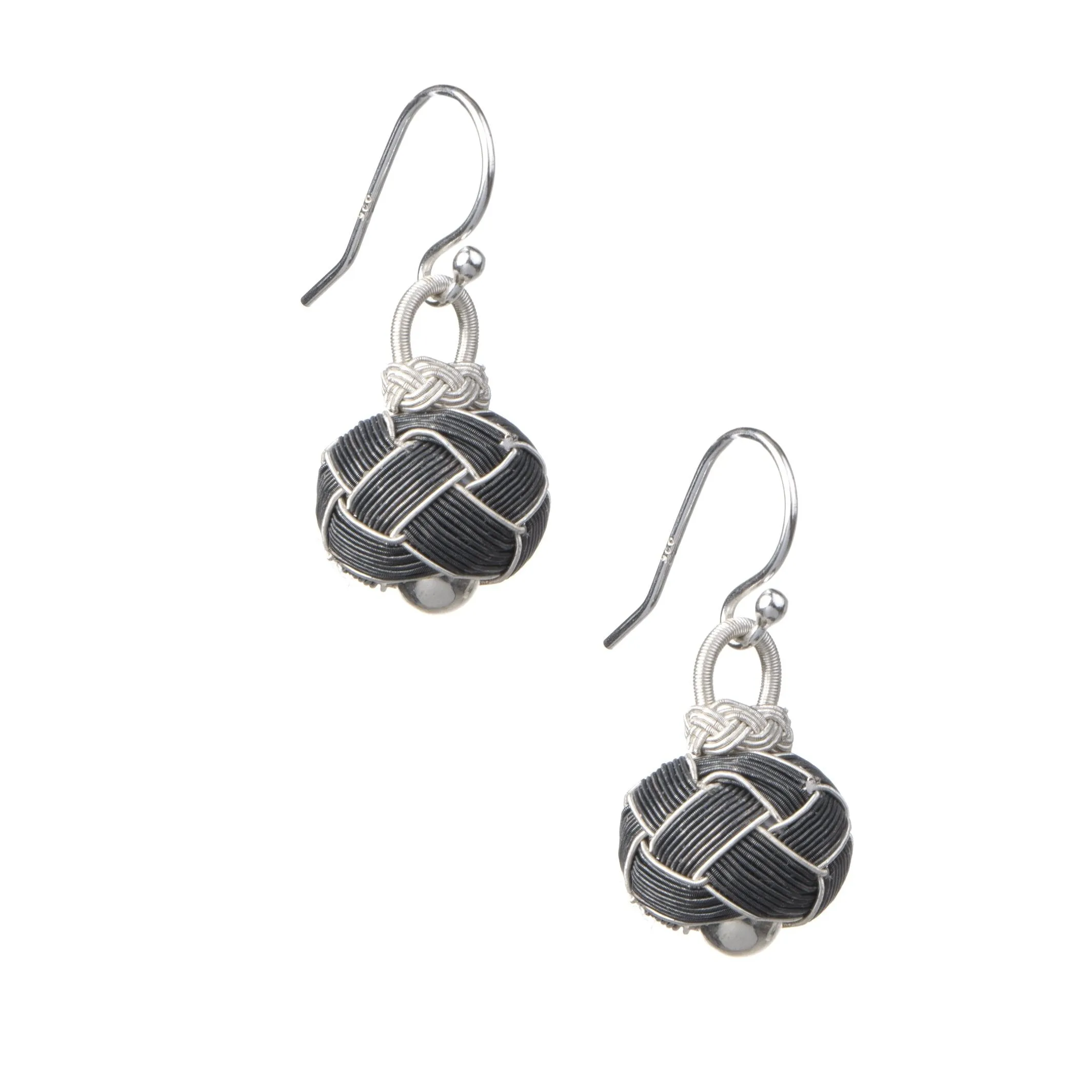 Circassian Woven Silver Earrings (dark)