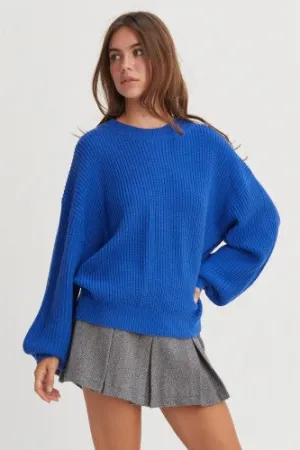 Cobalt Woven Slouch Sleeve Sweater