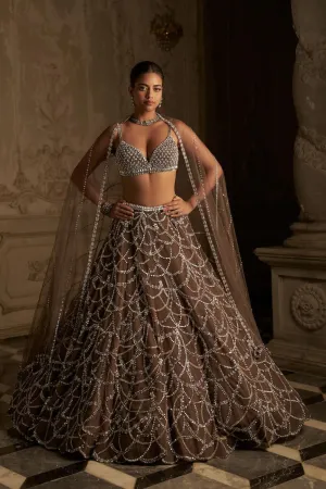 Coffee Chandelier Lehenga Set