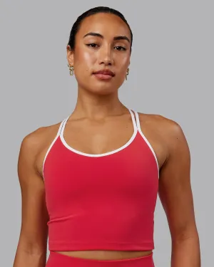 Contrast Active Shelf Bra Tank - Scarlet-White