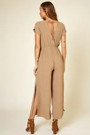 Crew neck Short Sleeve Chic Jumpsuit wit