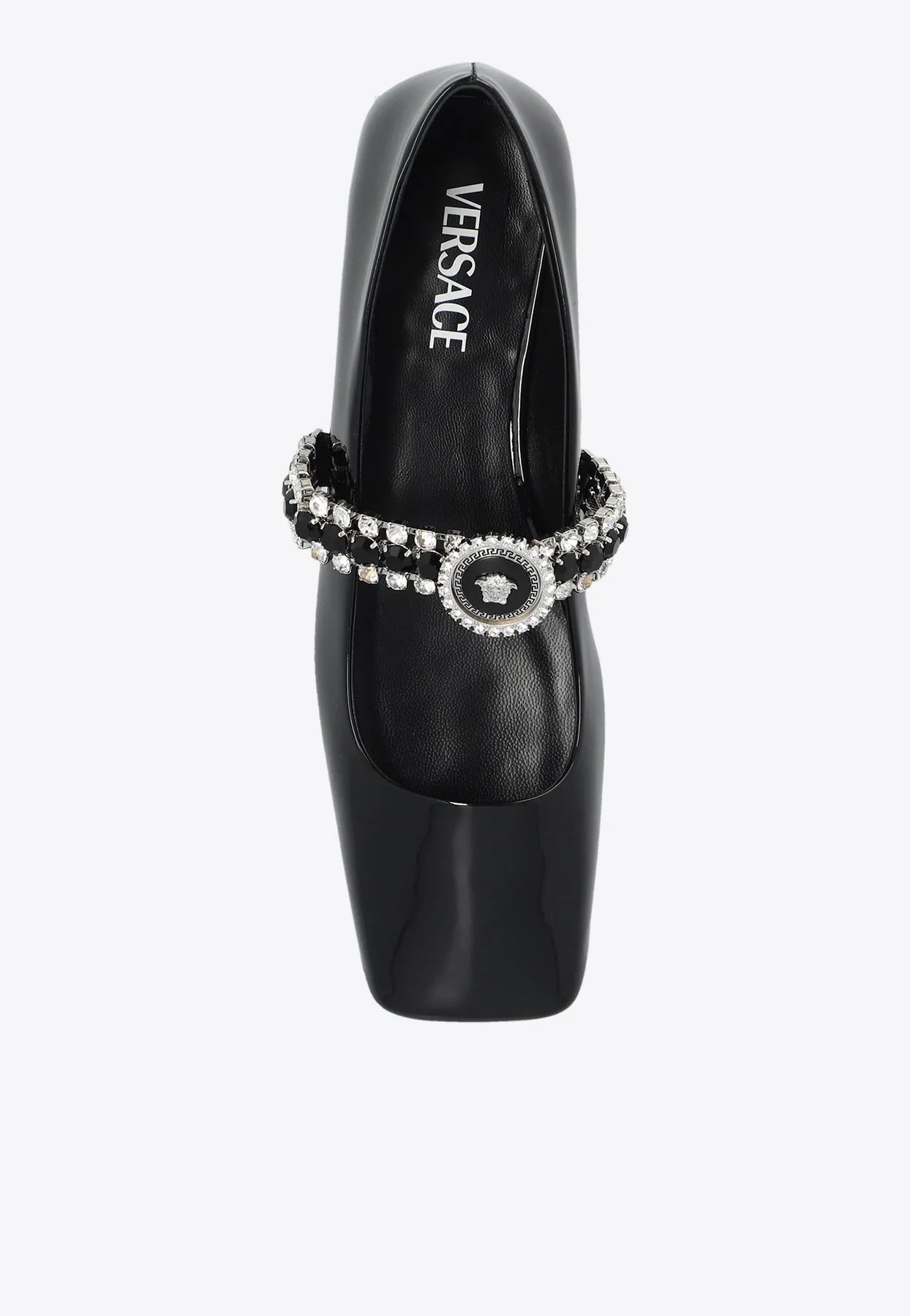 Crystal Gianni Ribbon Leather Ballet Flats