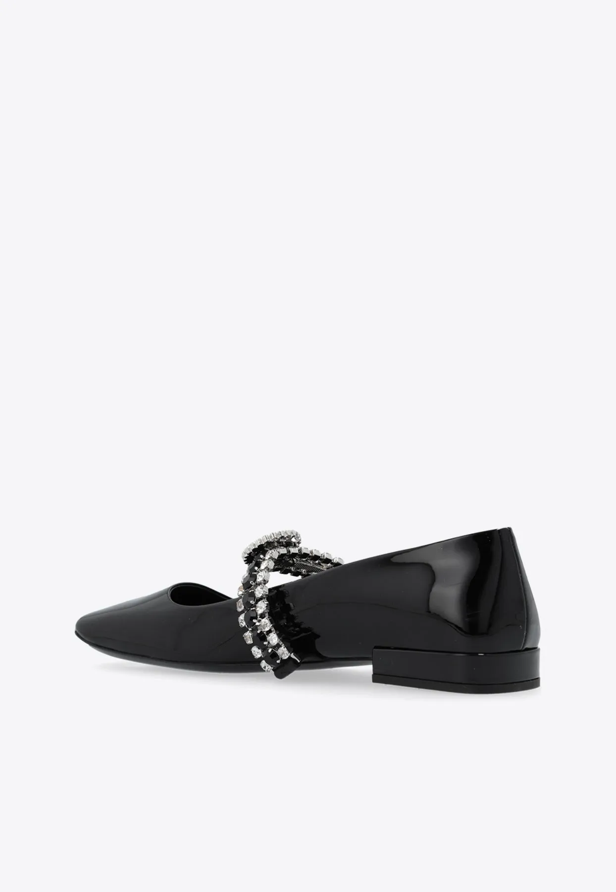Crystal Gianni Ribbon Leather Ballet Flats