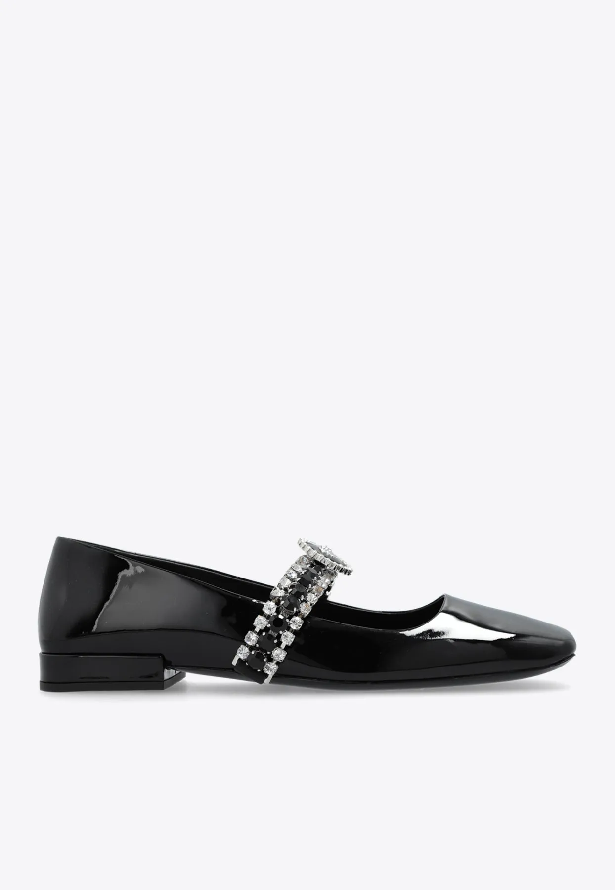 Crystal Gianni Ribbon Leather Ballet Flats