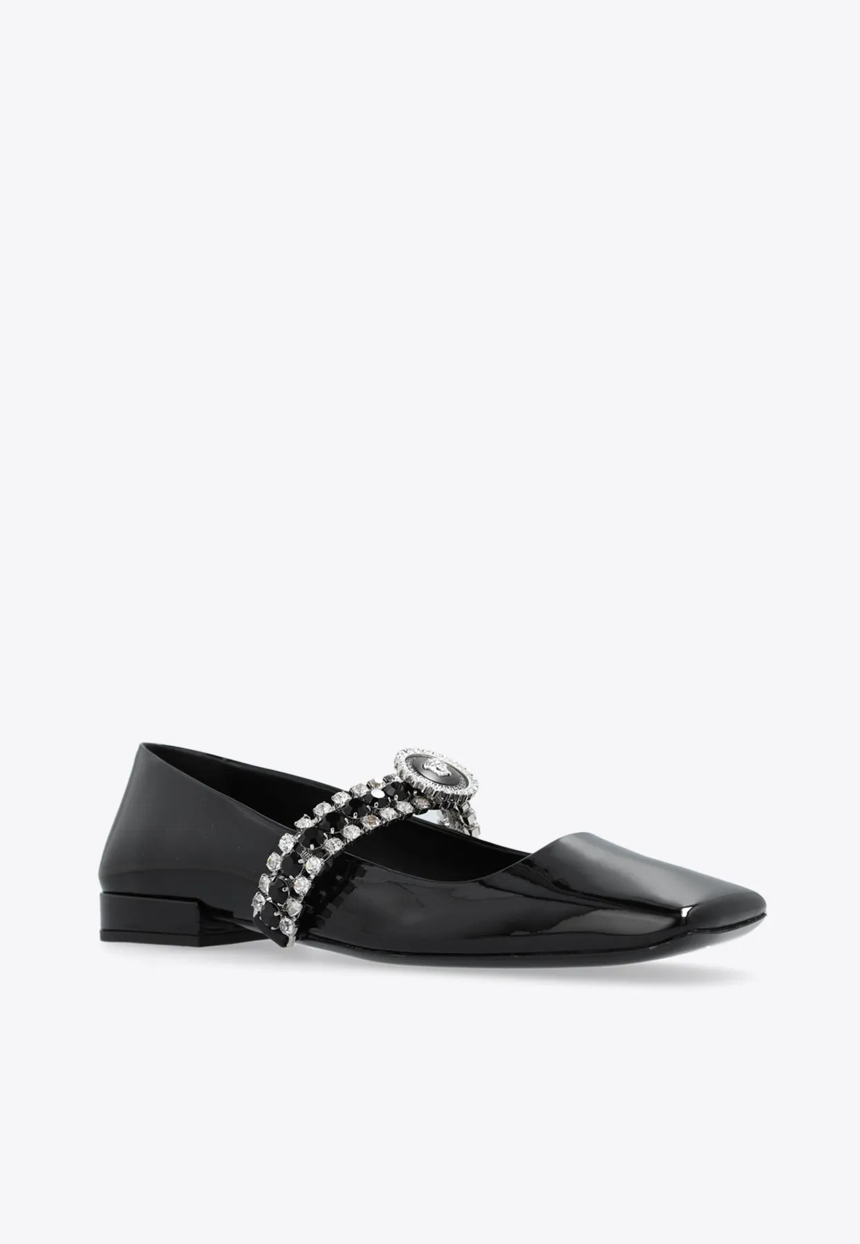 Crystal Gianni Ribbon Leather Ballet Flats