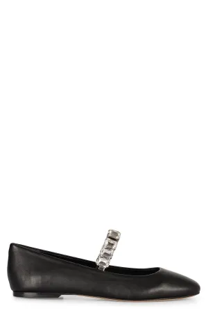 Crystal leather ballet flats