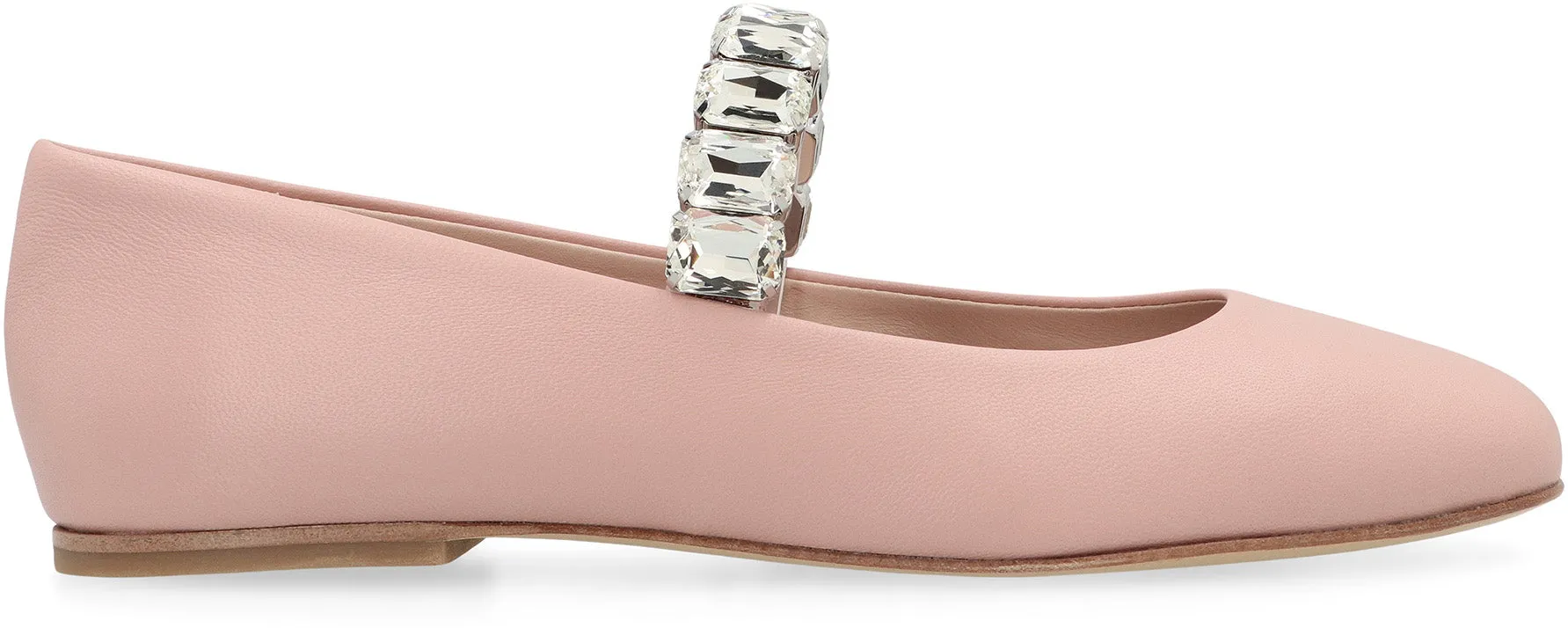 Crystal leather ballet flats
