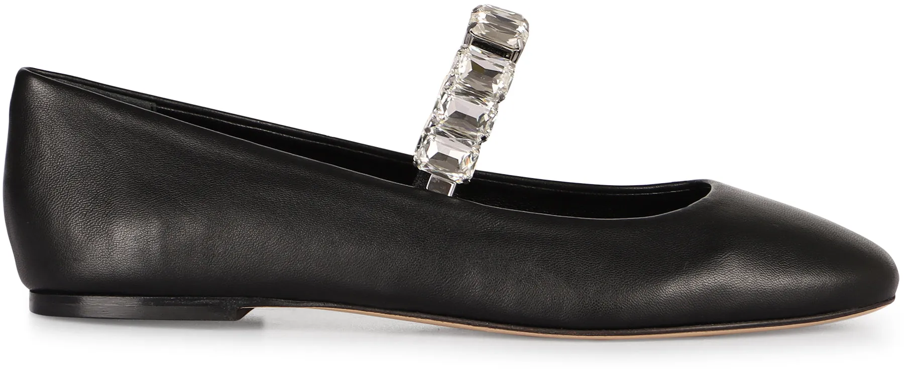 Crystal leather ballet flats