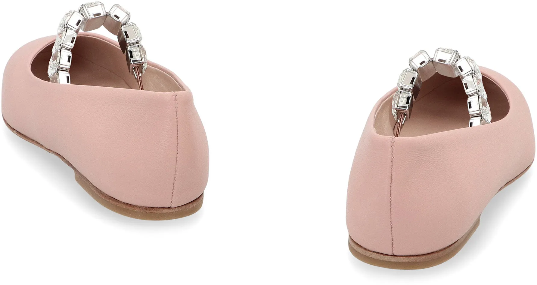Crystal leather ballet flats