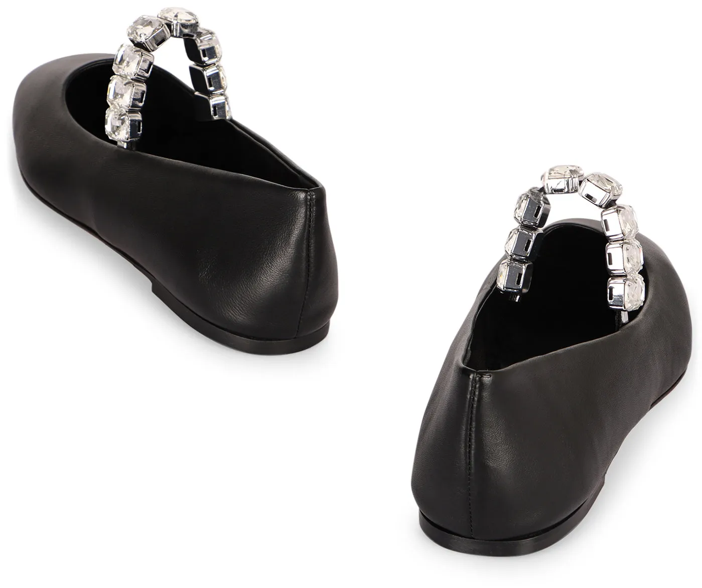 Crystal leather ballet flats