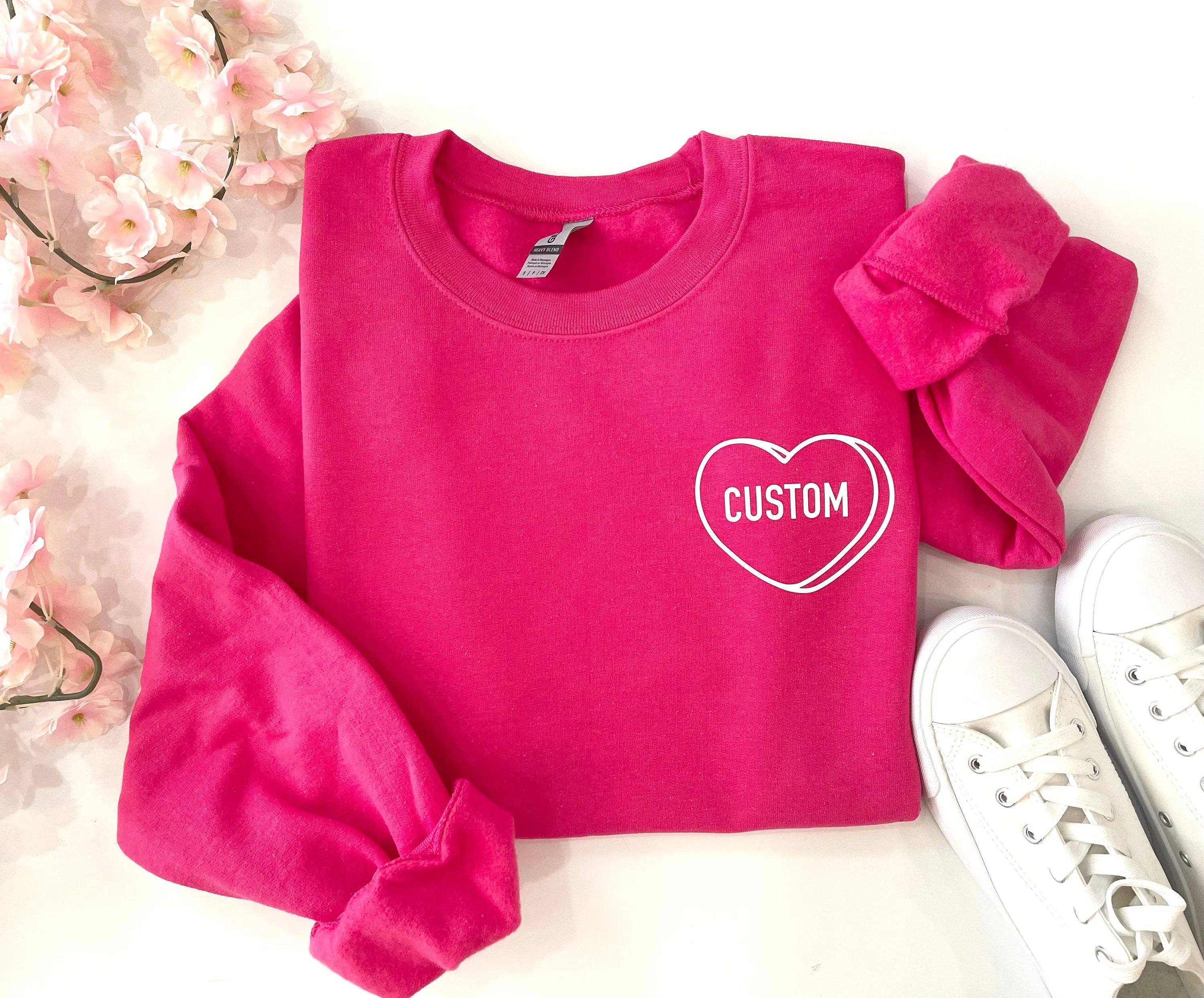 Custom Embriodered Chic Heart Valentines Day Sweatshirt