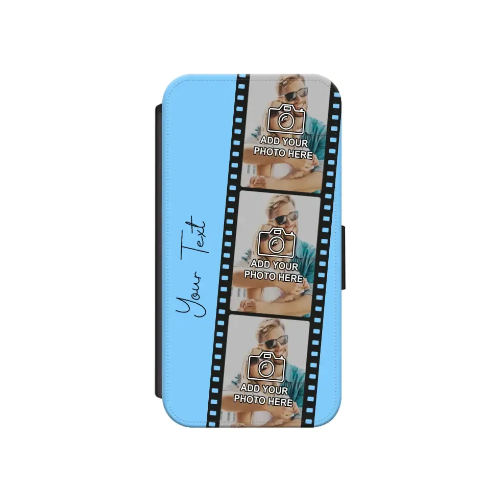 Custom Personalised Film Reel No.6 Faux Leather Flip Case Wallet for iPhone / Samsung