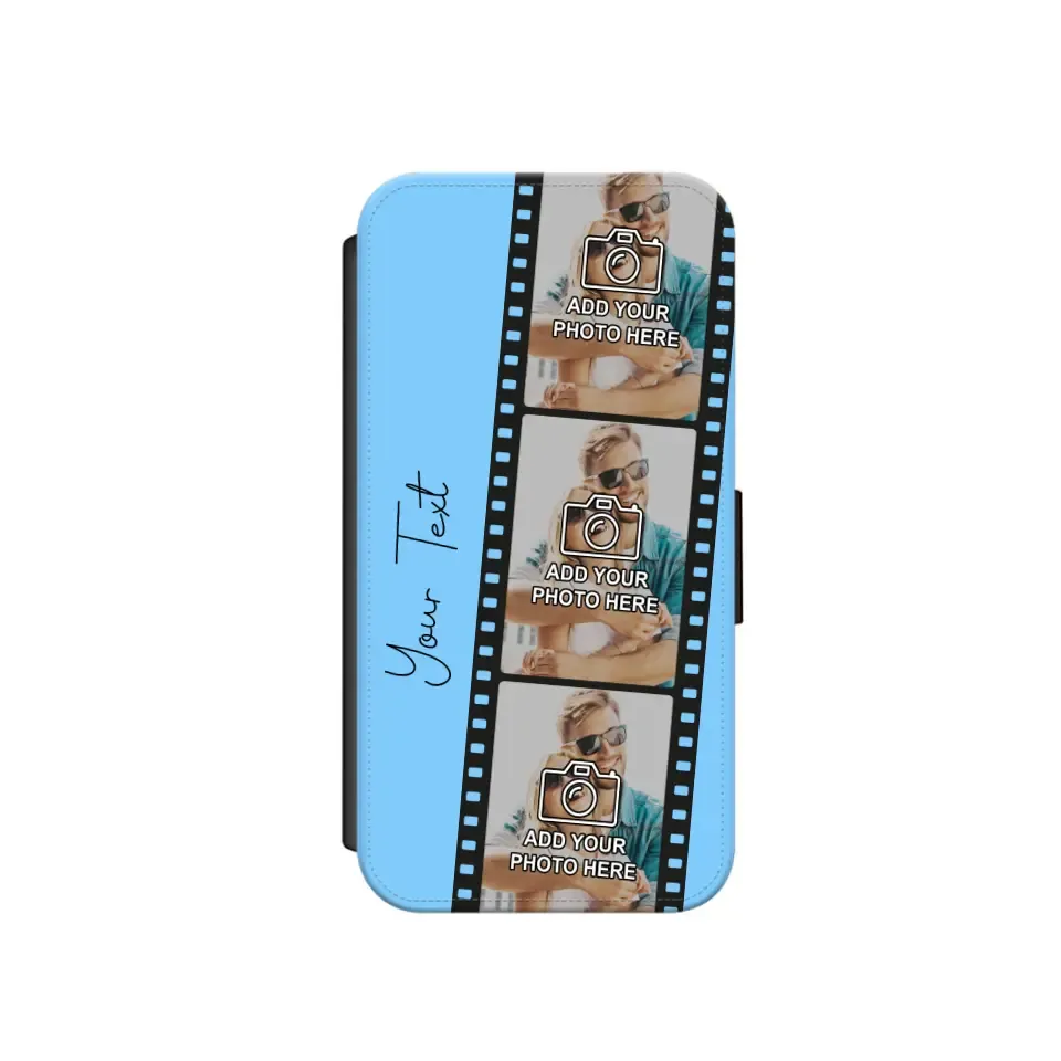 Custom Personalised Film Reel No.6 Faux Leather Flip Case Wallet for iPhone / Samsung