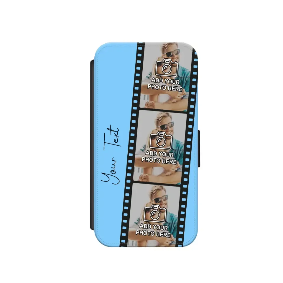 Custom Personalised Film Reel No.6 Faux Leather Flip Case Wallet for iPhone / Samsung