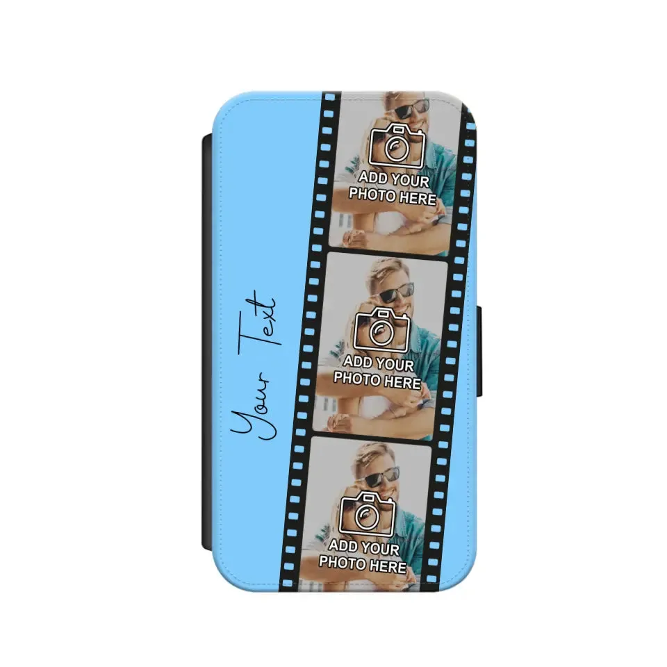 Custom Personalised Film Reel No.6 Faux Leather Flip Case Wallet for iPhone / Samsung
