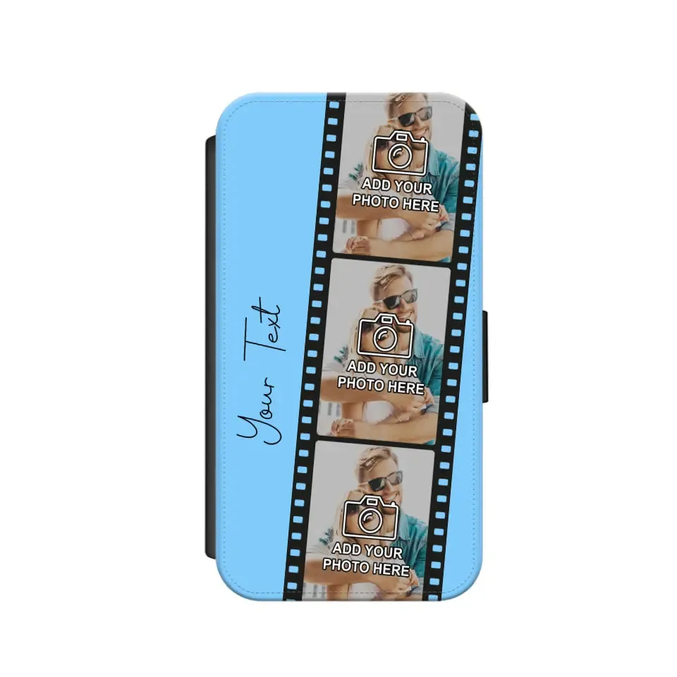 Custom Personalised Film Reel No.6 Faux Leather Flip Case Wallet for iPhone / Samsung