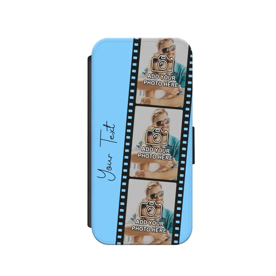 Custom Personalised Film Reel No.6 Faux Leather Flip Case Wallet for iPhone / Samsung