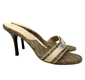 Dior Cream Logo Plaque Heels