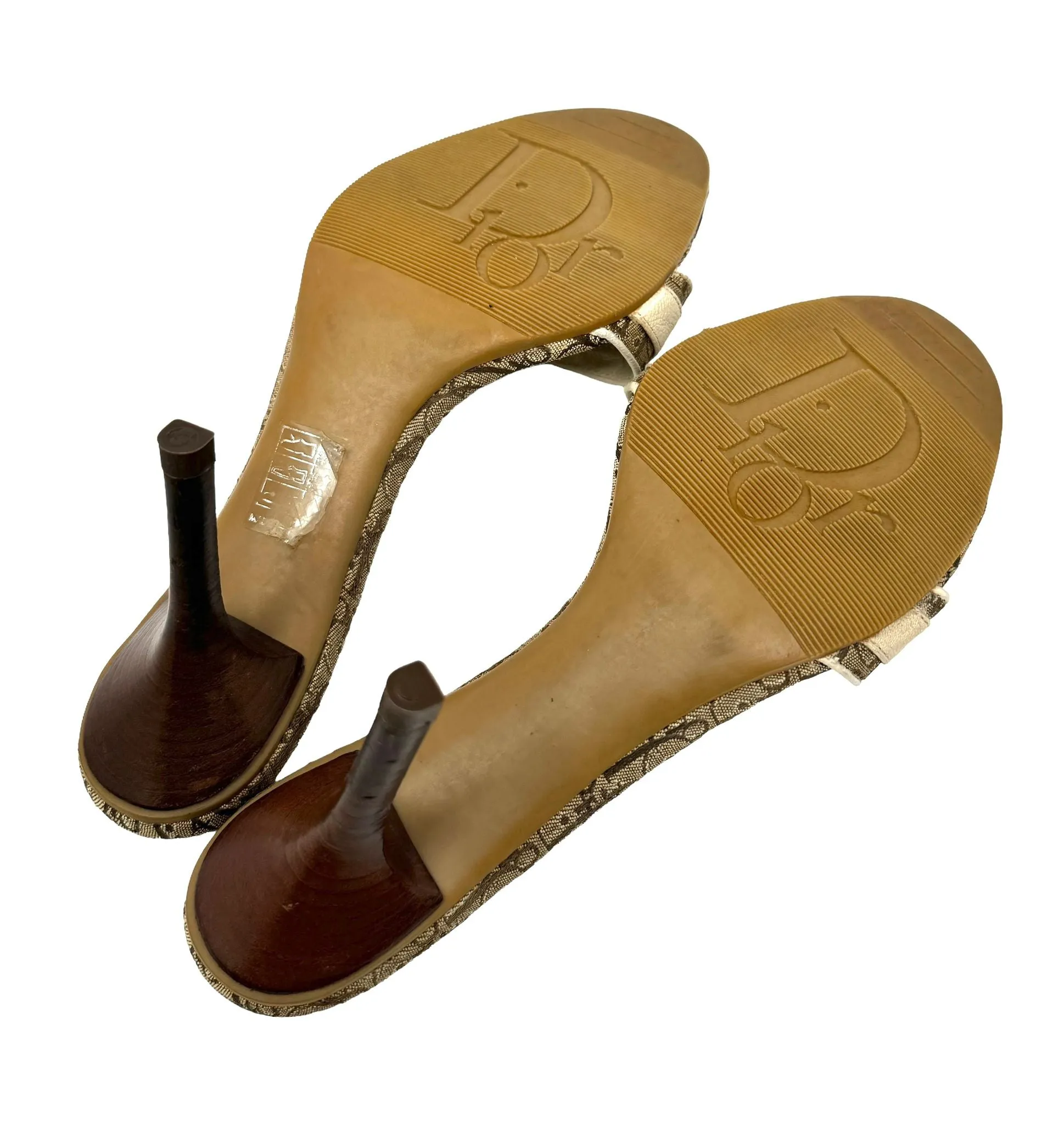 Dior Cream Logo Plaque Heels