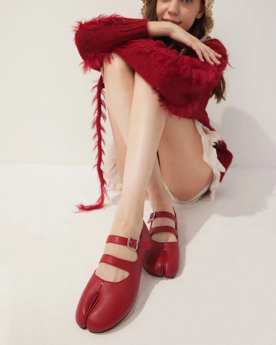 Double Straps Tabi Ballet Flats