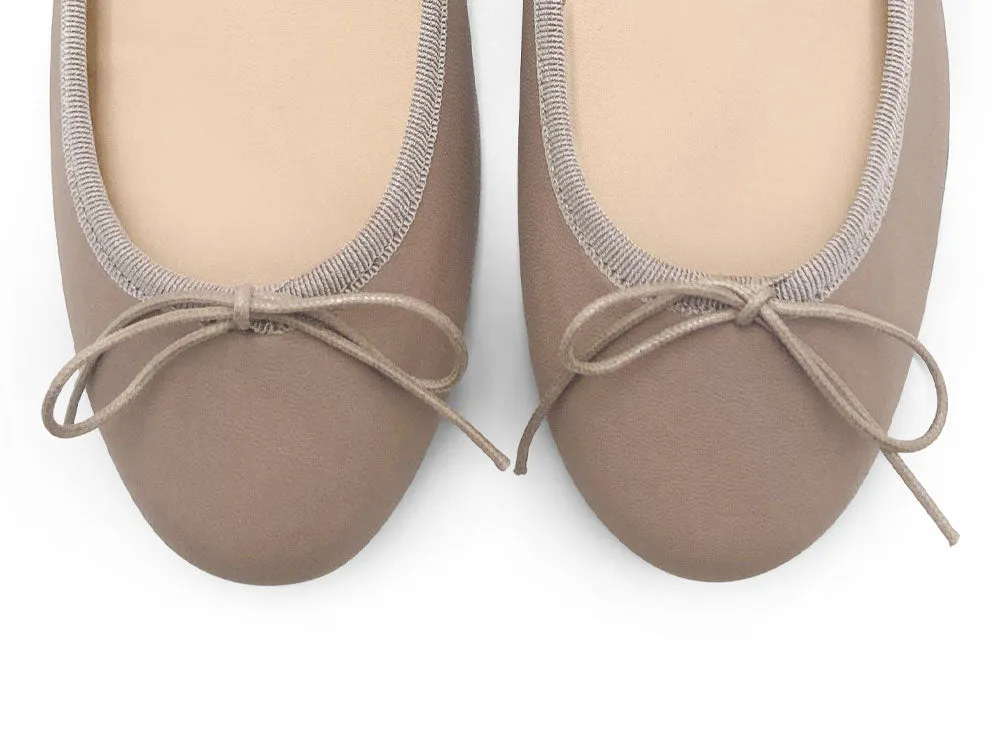 Dove gray leather ballet flats