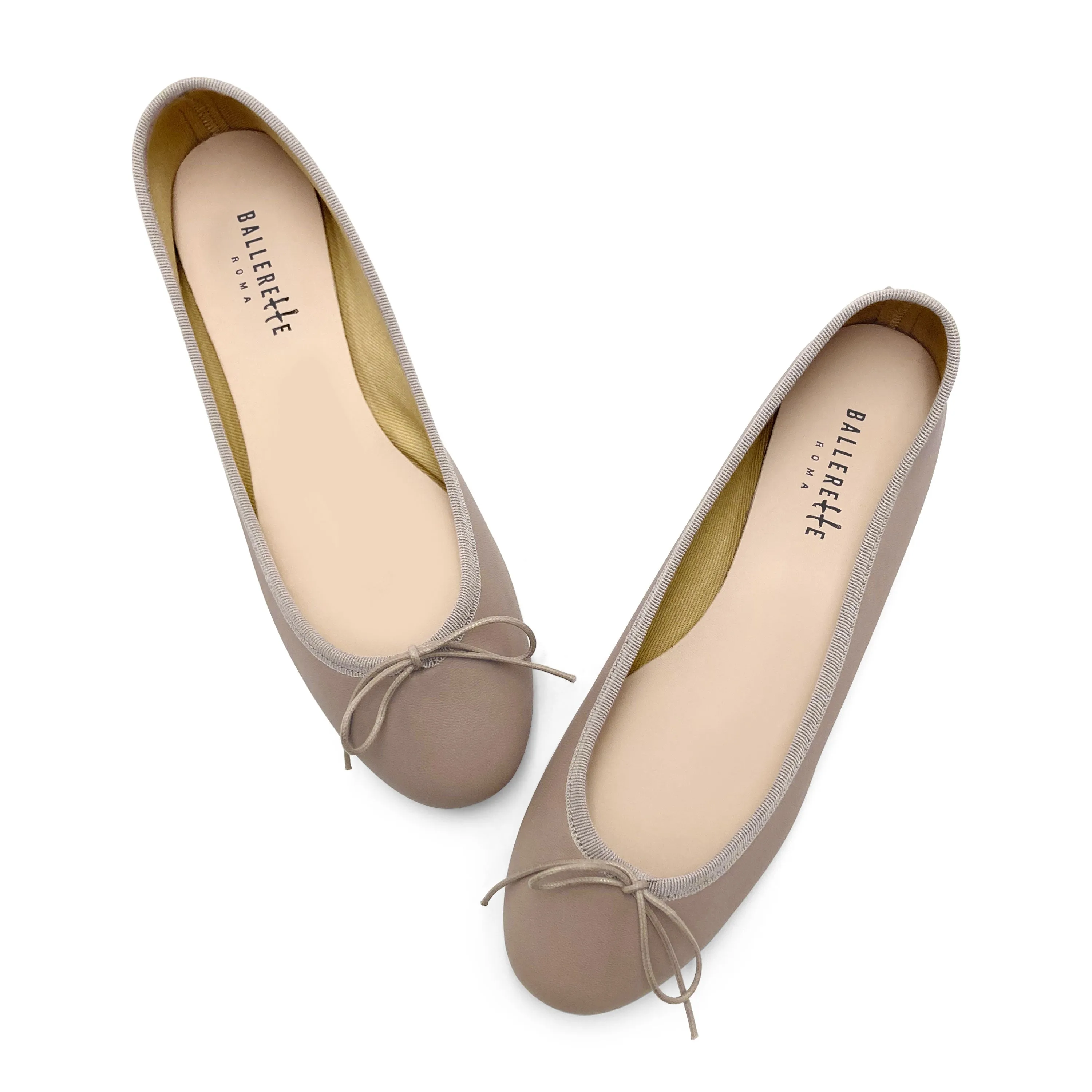 Dove gray leather ballet flats