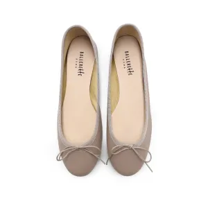 Dove gray leather ballet flats