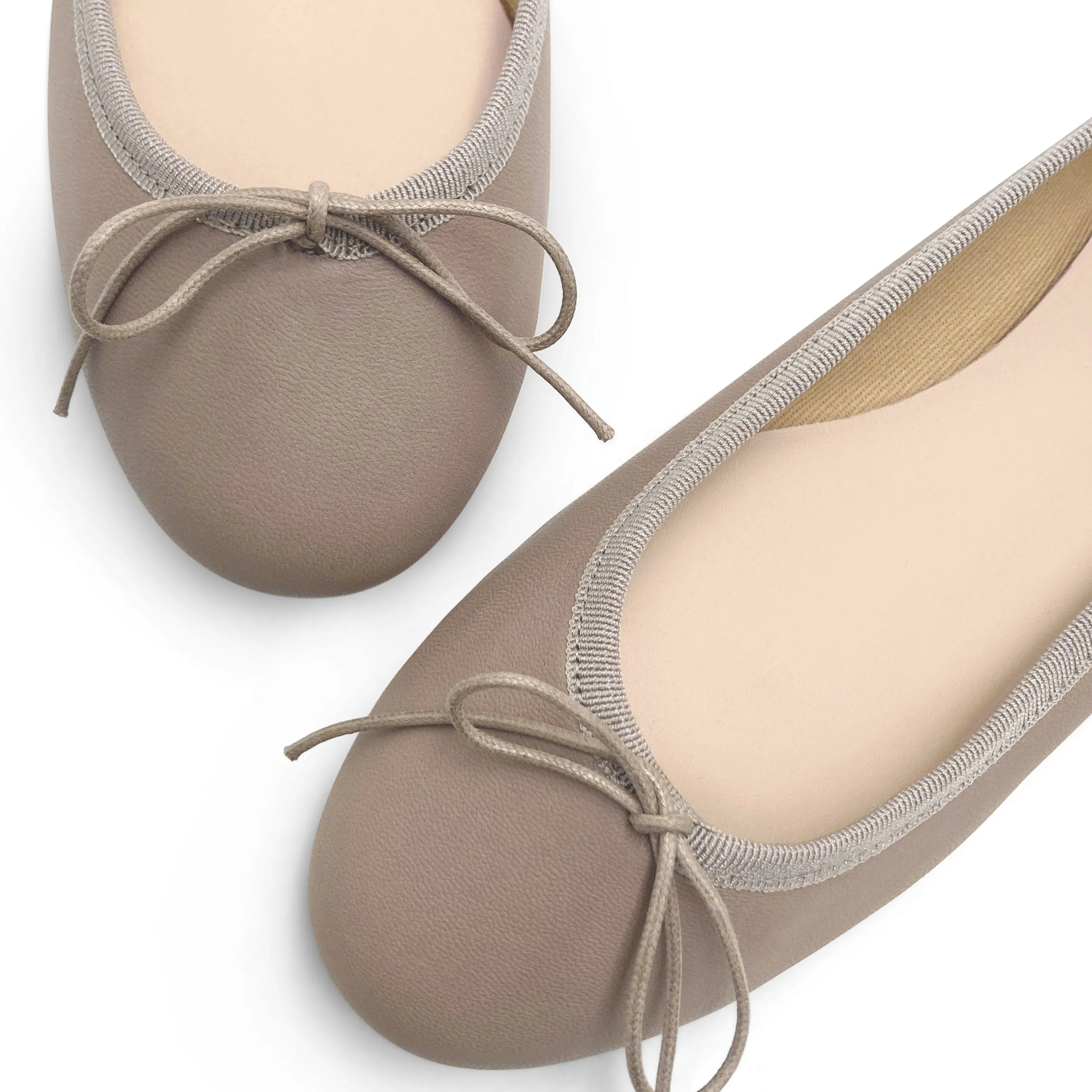 Dove gray leather ballet flats