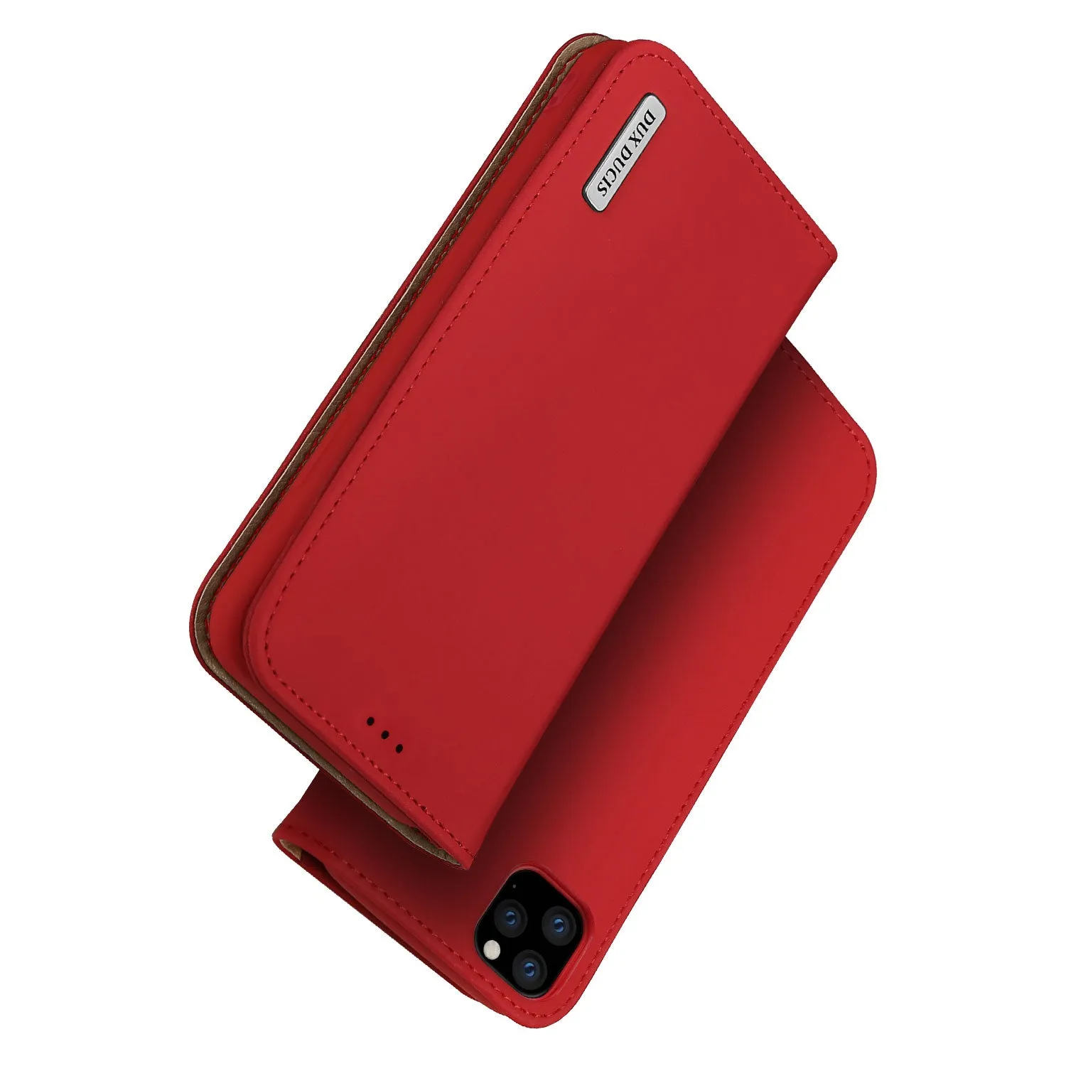 DUX DUCIS for iPhone 11 pro MAX 2019 Luxury Genuine Leather Magnetic Flip Cover Full Protective Case with Bracket Card Slot red