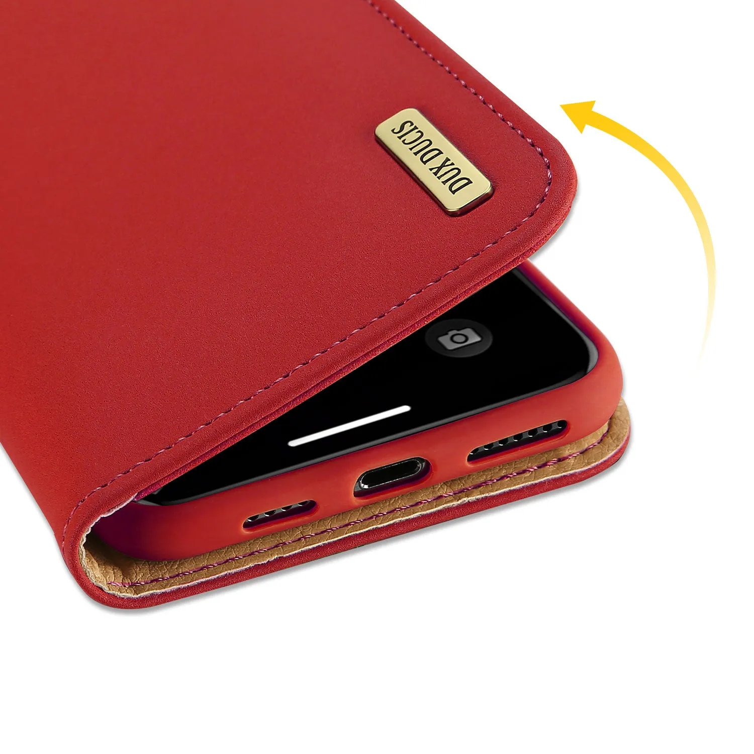 DUX DUCIS for iPhone 11 pro MAX 2019 Luxury Genuine Leather Magnetic Flip Cover Full Protective Case with Bracket Card Slot red